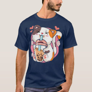 Camiseta Bonita Gata Kawaii Boba Tea Bubble Tea Animes Gi