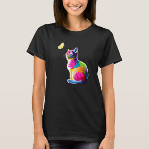 Camiseta Bonita Gato Borboleta Meninas Mãe