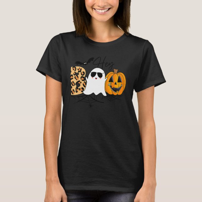 Camiseta Bonita Ghost Halloween Pumpkin Face Ei Boo Trendy  (Frente)