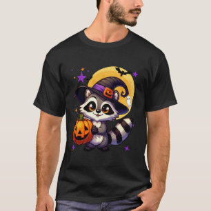 Camiseta Bonita guaxinim Vestindo o chapéu da bruxa com o s