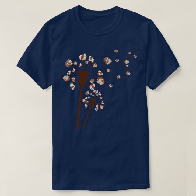 Camiseta Bonita Guiné Porco Dandelion Flor Engraçado Amor A (Frente do Design)