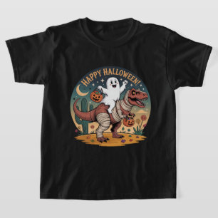 Camiseta Bonita Halloween, Fantasma na mamãe T-Rex com Pump