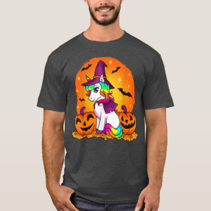 Camiseta Bonita Halloween Garotas do Unicórnio Witchy Hallo