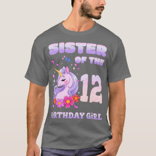 Camiseta Bonita Irmã Do Unicórnio Da 12 Birthday Girl