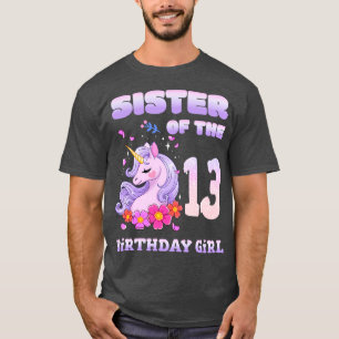 Camiseta Bonita Irmã Do Unicórnio Da 13 Birthday Girl