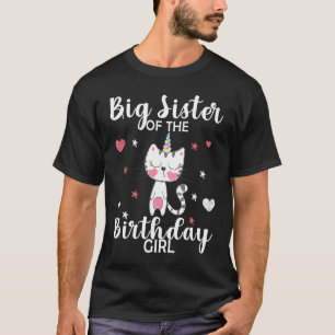 Camiseta Bonita Irmã Grande Da Garota De Aniversário Gato B