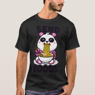 Camiseta Bonita Kawaii Panda Envia Noods Engraçado Noodle P