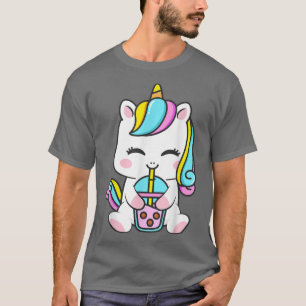 Camiseta Bonita Kawaii Unicorn Boba Bubble Tea Anime Para M