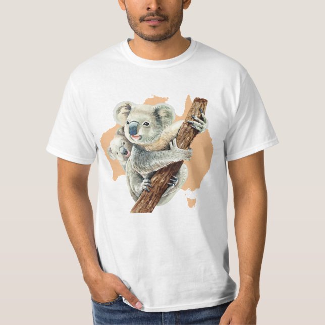 Camiseta Bonita Koala Mãe e Bebê (Frente)