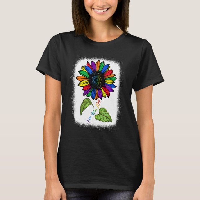 Camiseta Bonita Mãe Abraça Arco-Íris Girassol Lgbtq Orgulho (Frente)