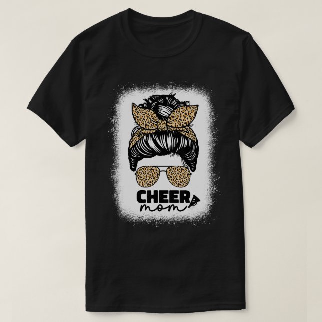 Camiseta Bonita Mãe Para Mulheres Cheerleader Mãe Leopardo  (Frente do Design)