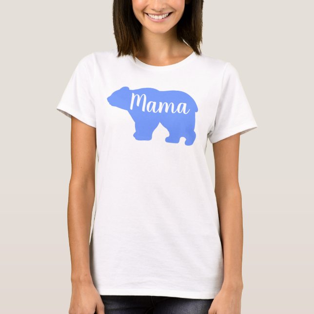 Camiseta Bonita mãe urso design dia de as mães azul (Frente)