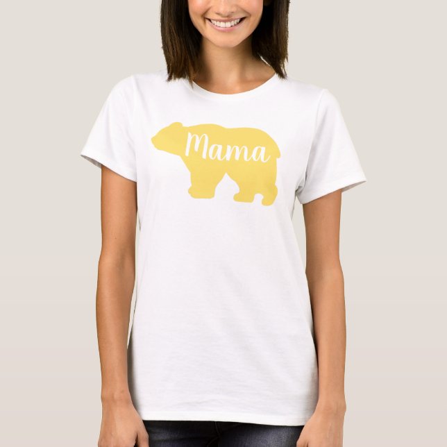 Camiseta Bonita mãe urso dia de as mães amarelo design (Frente)