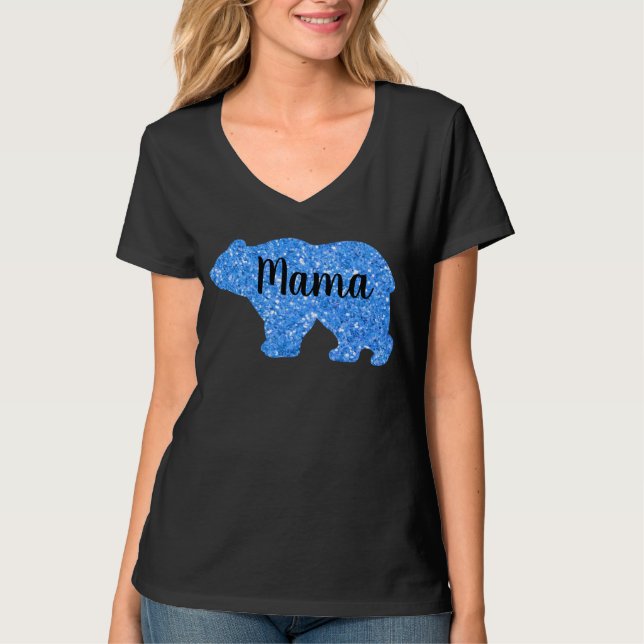 Camiseta Bonita Mama tem design de brilho azul para ela (Frente)