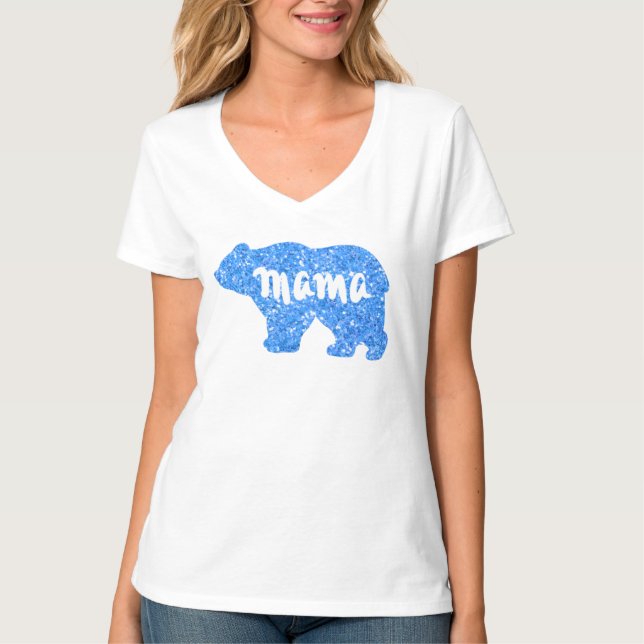 Camiseta Bonita Mama tem design de brilho azul para ela (Frente)