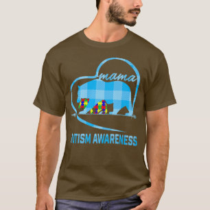 Camiseta Bonita Mamãe Ursa Autismo Sensibilização Mãe com P