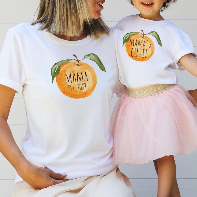 Camiseta Bonita Mandarina Laranja Mamã Mãe Filha Correspond (Criador carregado)