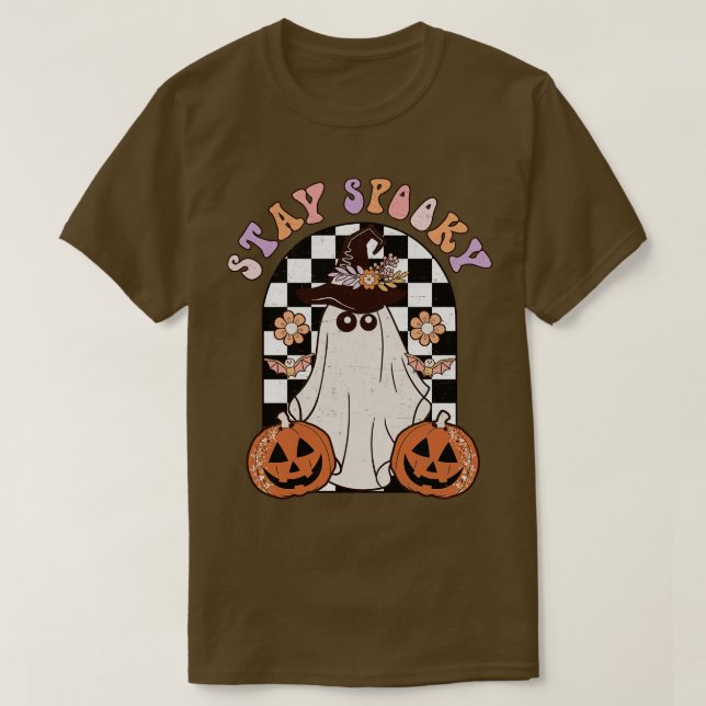 Camiseta Bonita Manga Louca Halloween Pumpkin Ghost Witch H (Frente do Design)