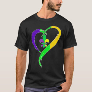 Camiseta Bonita Mardi Gras Heart Funny Fleur-De-Lis Mardi G