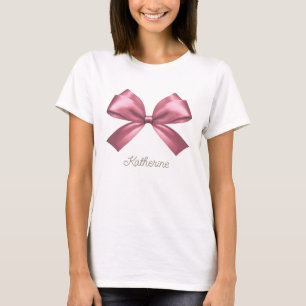 Camiseta Bonita Menina Rosa Satin Aestética Nome do Arco