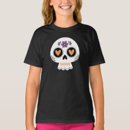 Camiseta Bonita Meninas de Açúcar Crânio do Halloween
