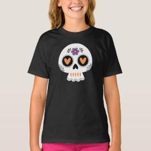 Camiseta Bonita Meninas de Açúcar Crânio do Halloween
