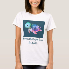 Camiseta Bonita Mimma da Aquarela Tartaruga Verde Púrpura