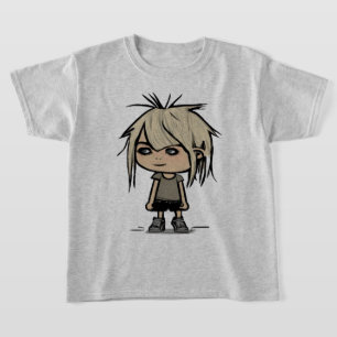 Camiseta Bonita Moderna Caricatura Rapariga Desenhando Cria