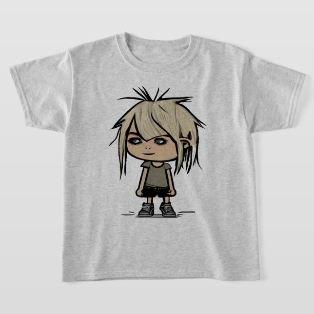 Camiseta Bonita Moderna Caricatura Rapariga Desenhando Cria (Postura )