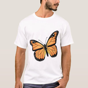 Camiseta Bonita Monarca Borboleta Arte Mulheres Jardim Mant