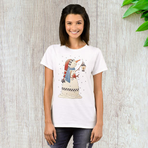 Camiseta Bonita Neve de inverno com Lanterna