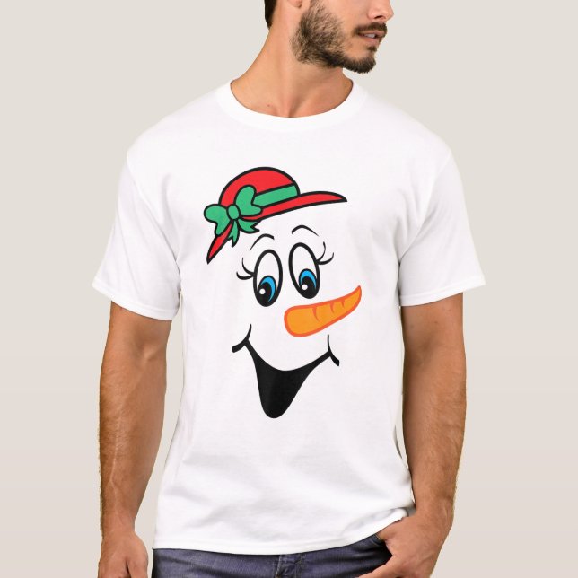 Camiseta Bonita Neve De Natal Snowman Enfrenta Figurume Sno (Frente)