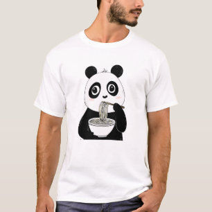 Camiseta Bonita Panda Comendo Udon Noodles