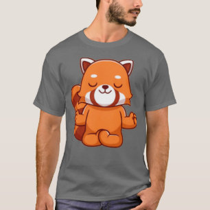 Camiseta Bonita Panda Vermelha Yoga Flexibilidade do tapete