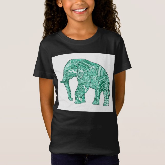 Camiseta bonita para uma garota com elefante padro (Frente)