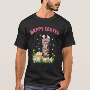 Camiseta Bonita Páscoa Dia de Gato Coelhinho Ovos Figurino 