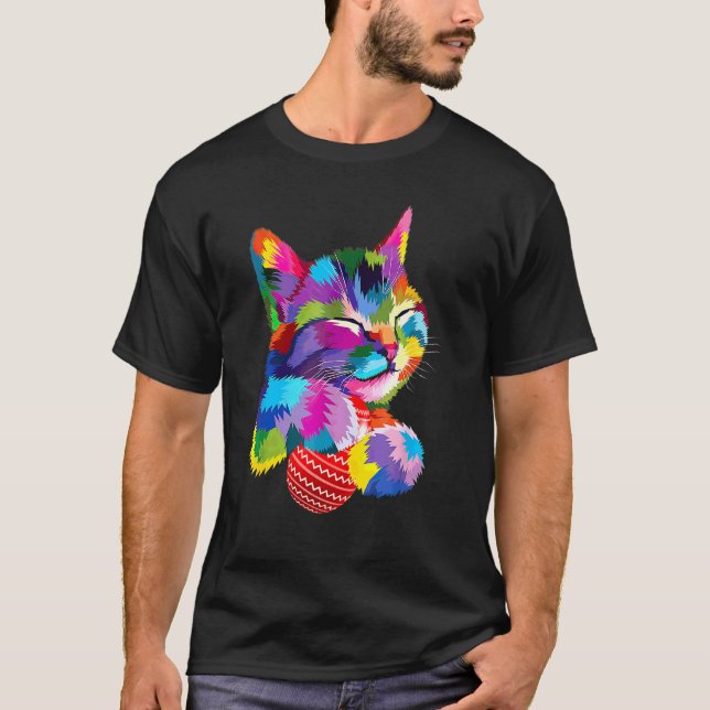 Camiseta Bonita Páscoa Dia de Gato Coelhinho Ovos Figurino  (Frente)