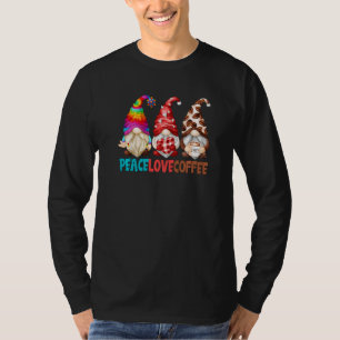 Camiseta Bonita Paz Amor Café Gnomo Para Homens E Mulheres