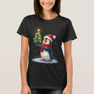 Camiseta Bonita Pinguim Árvore de Natal Pajama Meninas Funn