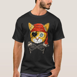 Camiseta Bonita Pirata Gato Face Jolly Roger Flag Halloween