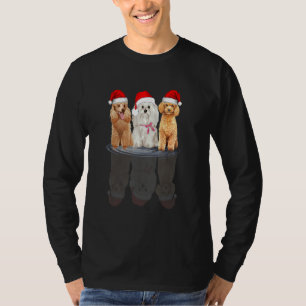 Camiseta Bonita Poodle Shadow Santa Hat Neve De Natal