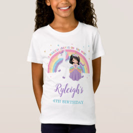 Camiseta Bonita Princesa e Unicórnio Arco-Íris, Aniversário