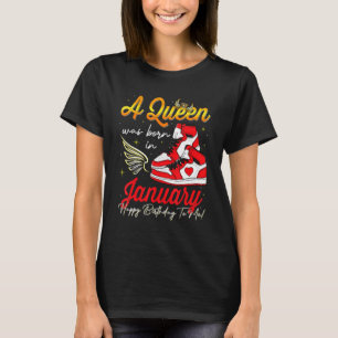 Camiseta Bonita Rainha Foi Nascer Em Janeiro Meninas Espeta