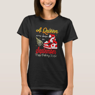 Camiseta Bonita Rainha Foi Nascer Em Setembro Mulheres Meni