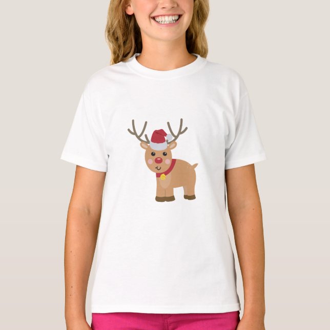 Camiseta Bonita Reindeer de Natal (Frente)