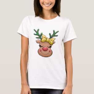 Camiseta Bonita Reindeer de Natal para Mulheres
