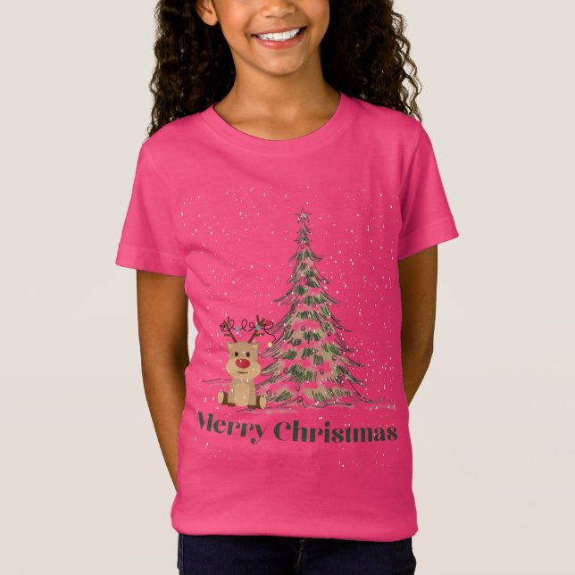 Camiseta Bonita Reindeer no Natal da Neve (Frente)