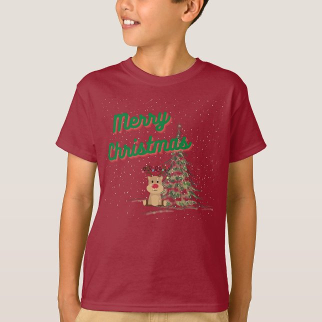 Camiseta Bonita Reindeer no Natal da Neve (Frente)