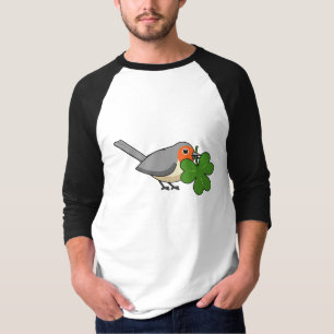Camiseta Bonita Robin com o Cartoon Shamrock Clover