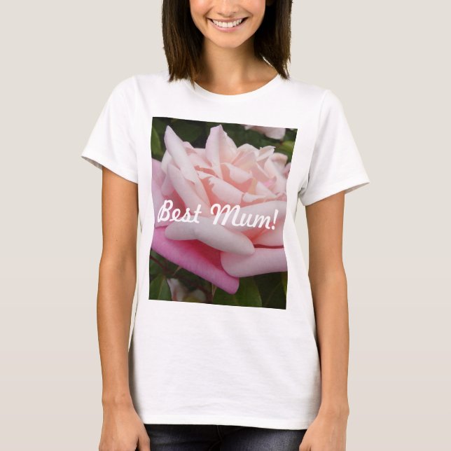 Camiseta Bonita rosa rosa, melhor Design Mãe (Frente)